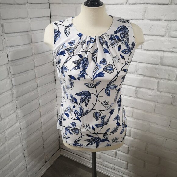 NWT Calvin Klein Ladies Size Medium Blue White & Black Pattern Tank Top - Picture 1 of 11